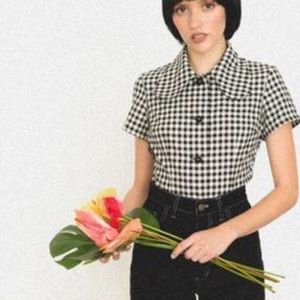 Lykke Wullf Rose Button Down in Gingham Top
